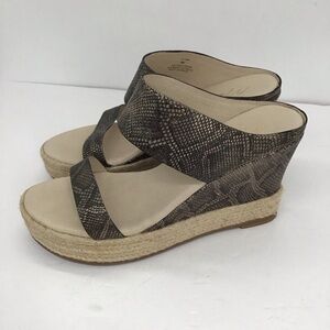 Matisse Flora Espadrille Platform Wedge Sandal Leather Reptile Print Size 9